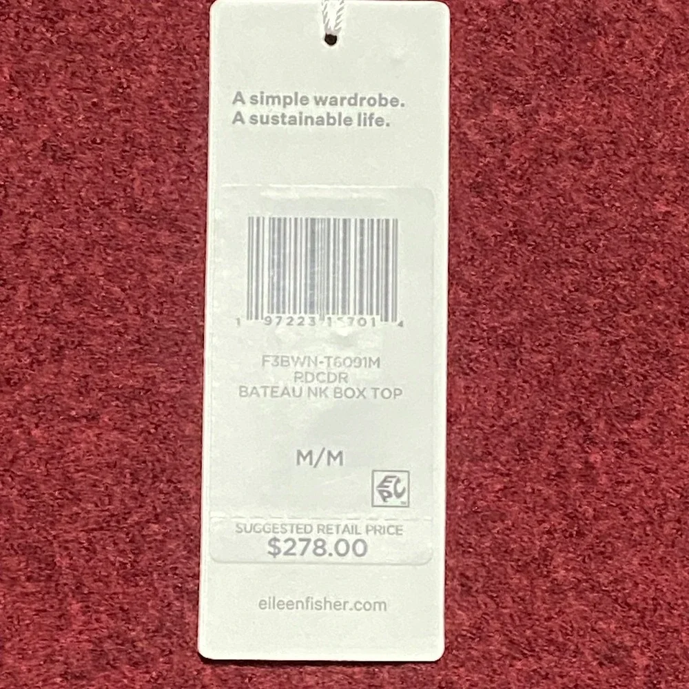 EILEEN FISHER Lightweight Boiled Wool Bateau‎ Neck Box Top M Red Cedar NWT